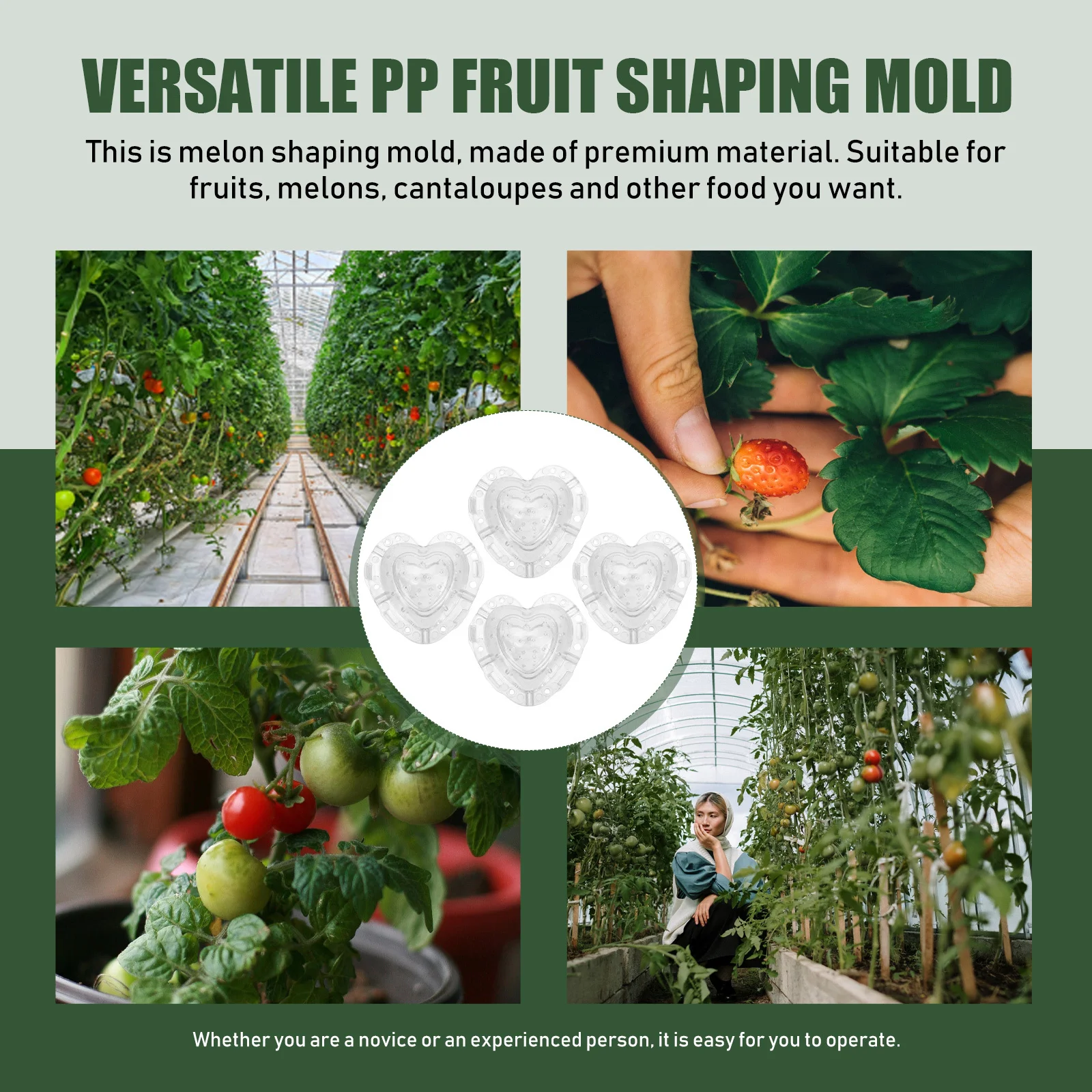 

4pcs Transparent Strawberry Mold Heart Shaped Fruit Shaping Tool For Growing Melon Small Fruit Garden Accessory Clear Plastic