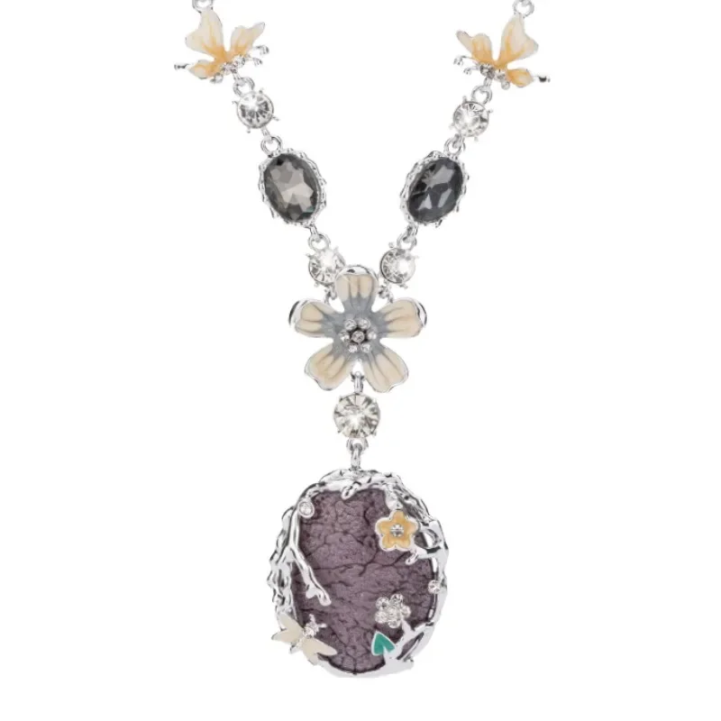 Nuova collana lunga principessa retrò, catena di maglioni di cristallo semplice ed elegante per donna