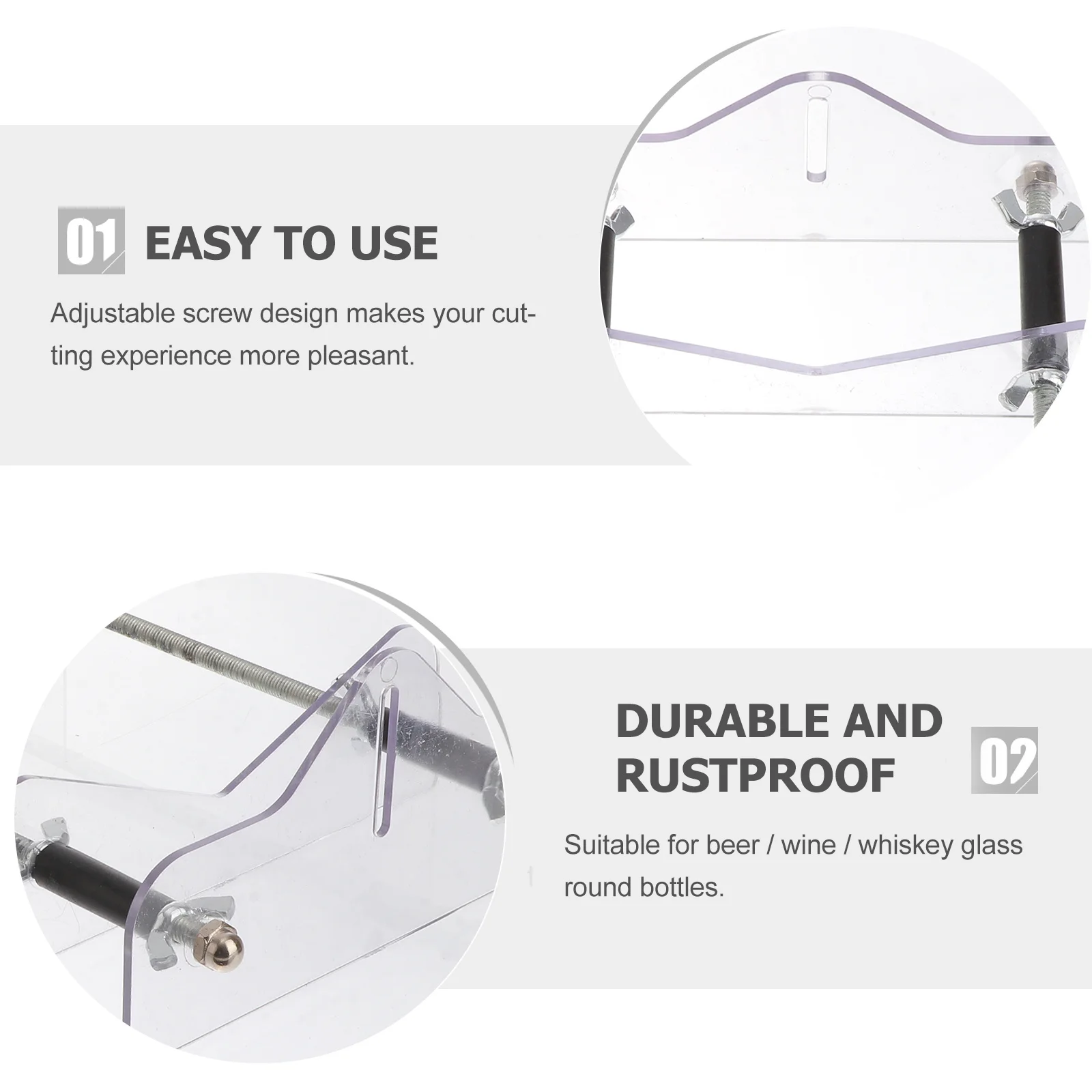 Taglierina professionale per bottiglie di vetro Design a vite regolabile per tagliare bottiglie di vino, birra, whisky, utensile da taglio per vetro fai-da-te