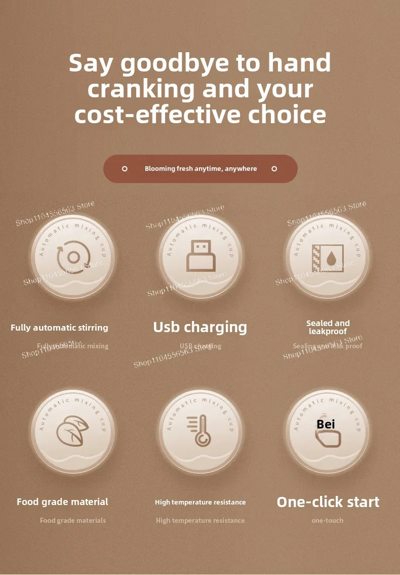 ถ้วยผสมอัตโนมัติ ชาร์จ ถ้วยน้ําขี้เกียจไร้สาย แบบพกพา หมุนแม่เหล็กไฟฟ้า ถ้วยกาแฟ