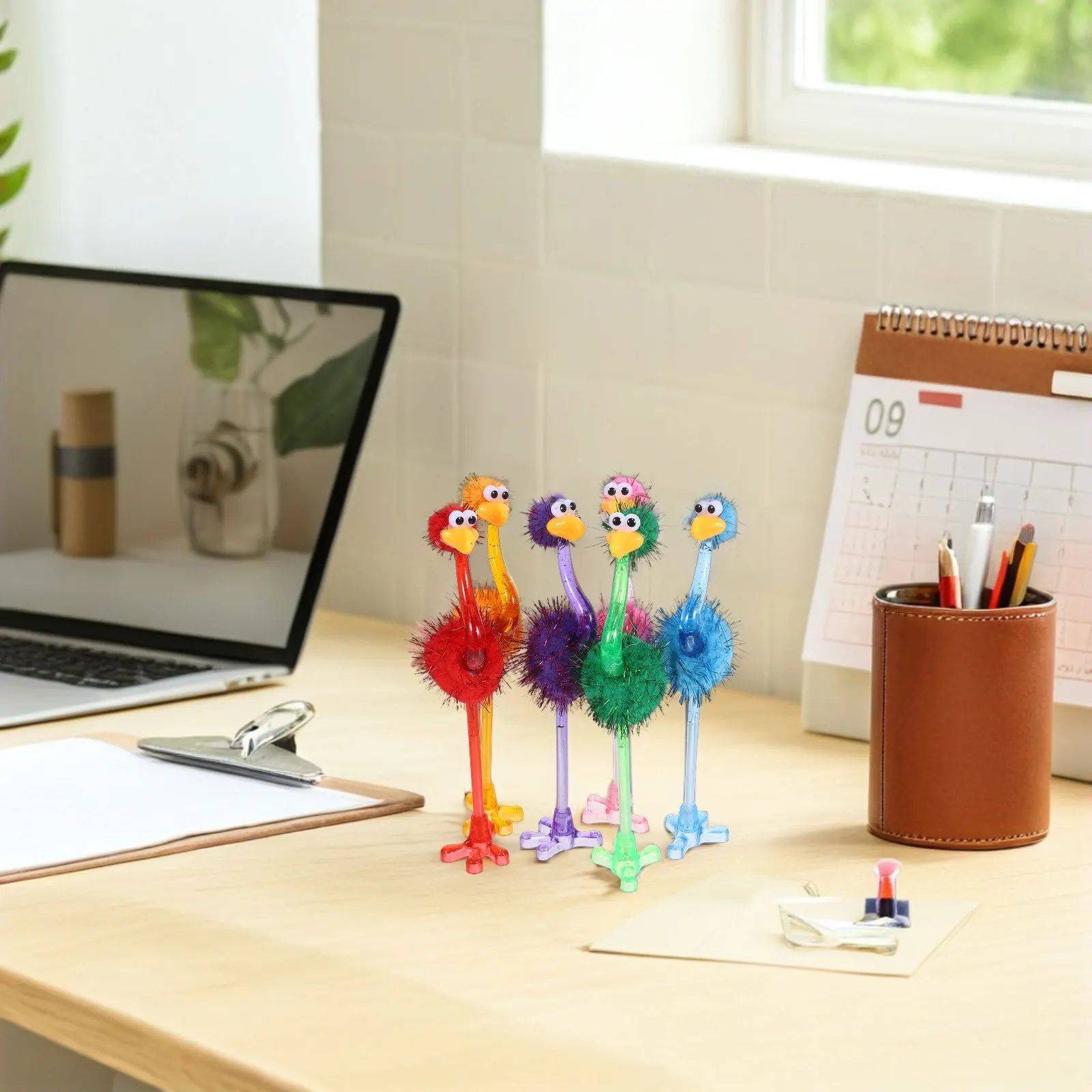 

24Pcs Cartoon Ostriches Shaped Ball-Point Pens Lightweight Portable for Writing Drawing Gifts Students Office Supplies