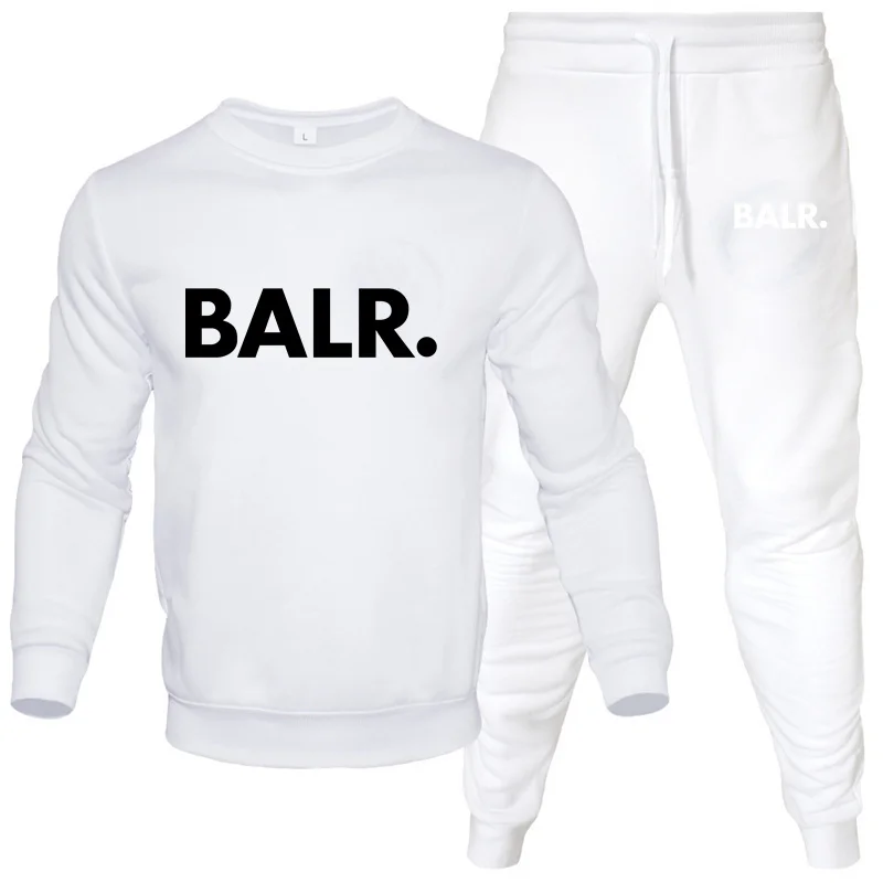 Men\'s Sets 2-Piece Hip Hop Anime Cartoon BALR Printed Plus Fleece Fashion Autumn Men O-Neck Sweatshirts Sweatpants Casual Suit