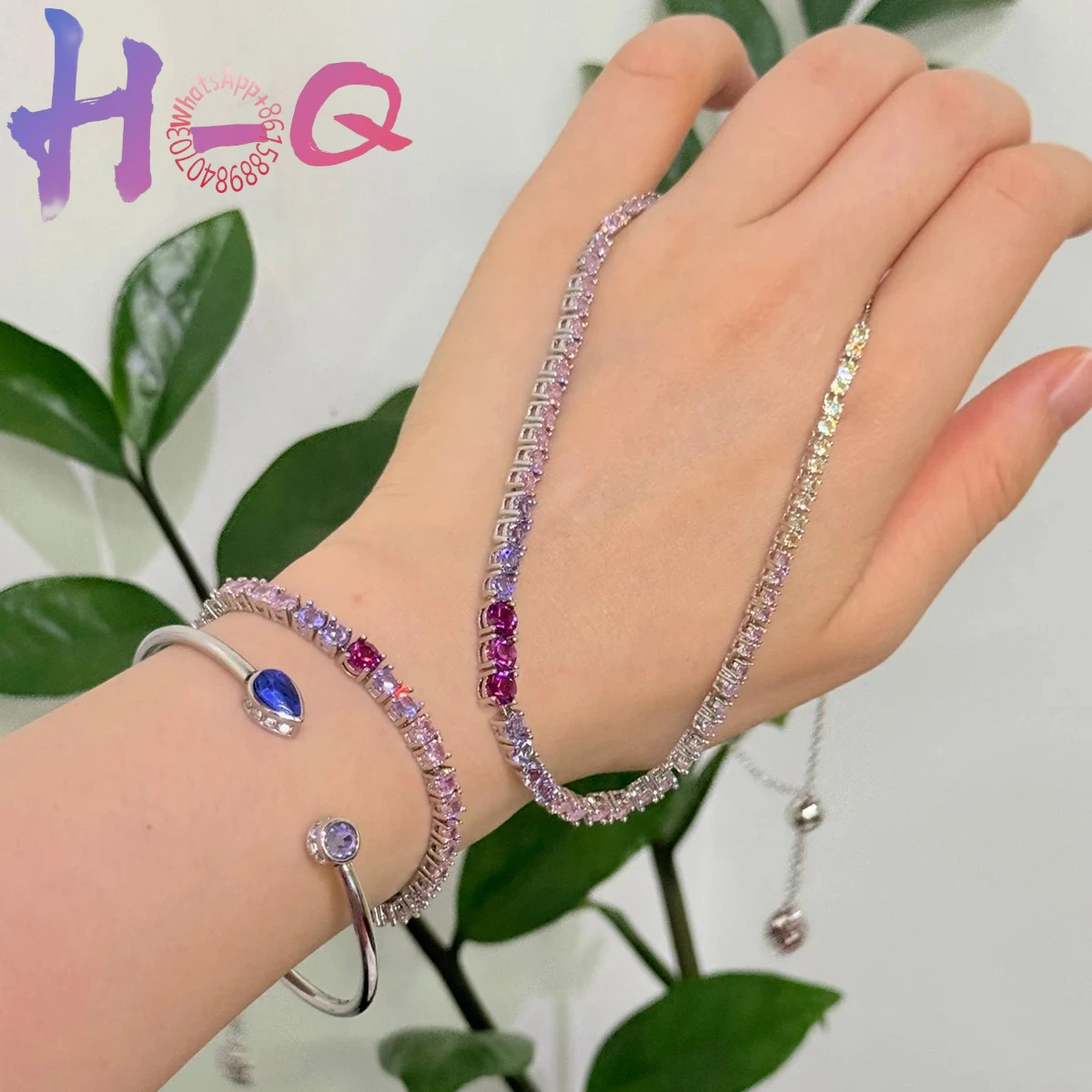 Women's 2026 Anniversary Blue Feather Geometric Crystal Set