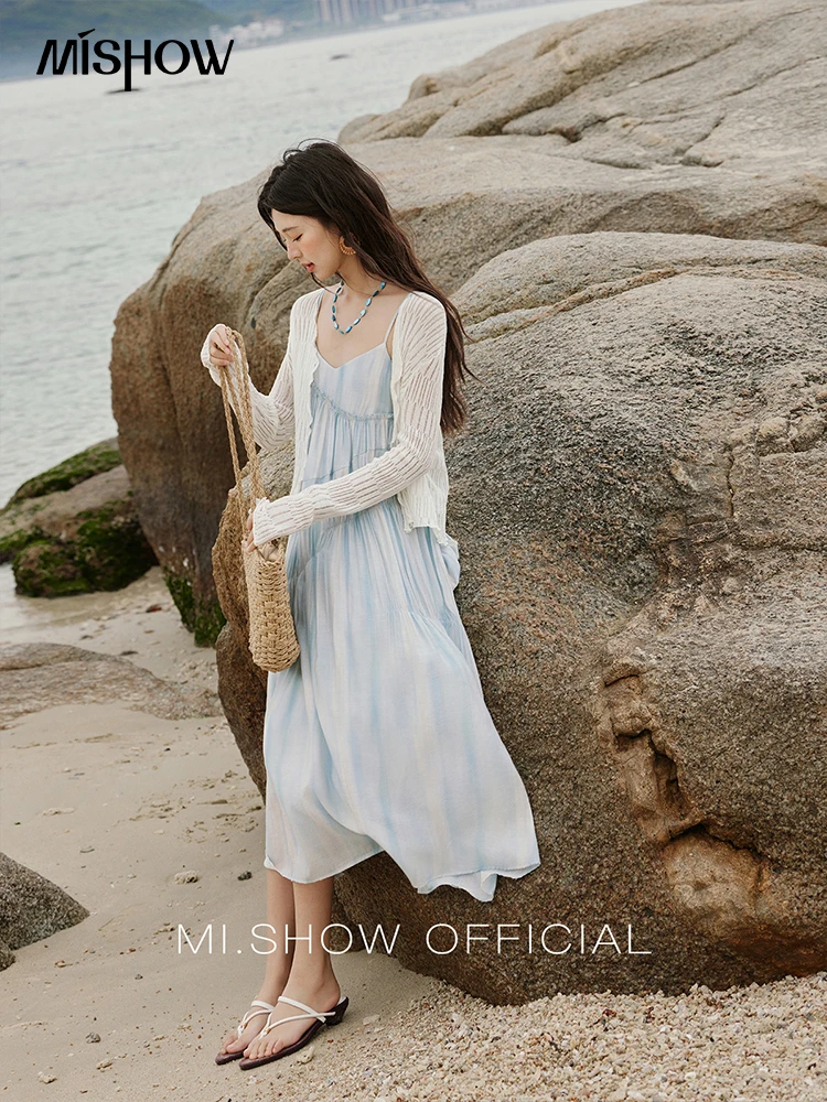 MISHOW Zomer Casual Vest voor Vrouwen 2023 Nieuwe V-hals Lange Mouw Slanke Gebreide Vesten Vrouwelijke Mode Witte Tops MXE16Z1193