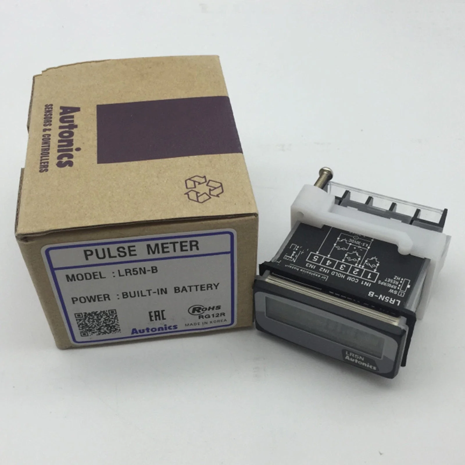 LR5N-B Meter, Pulse, LCD, Indicator, 1/32 DIN, 5-Digit, No-Voltage Input, Internal Battery