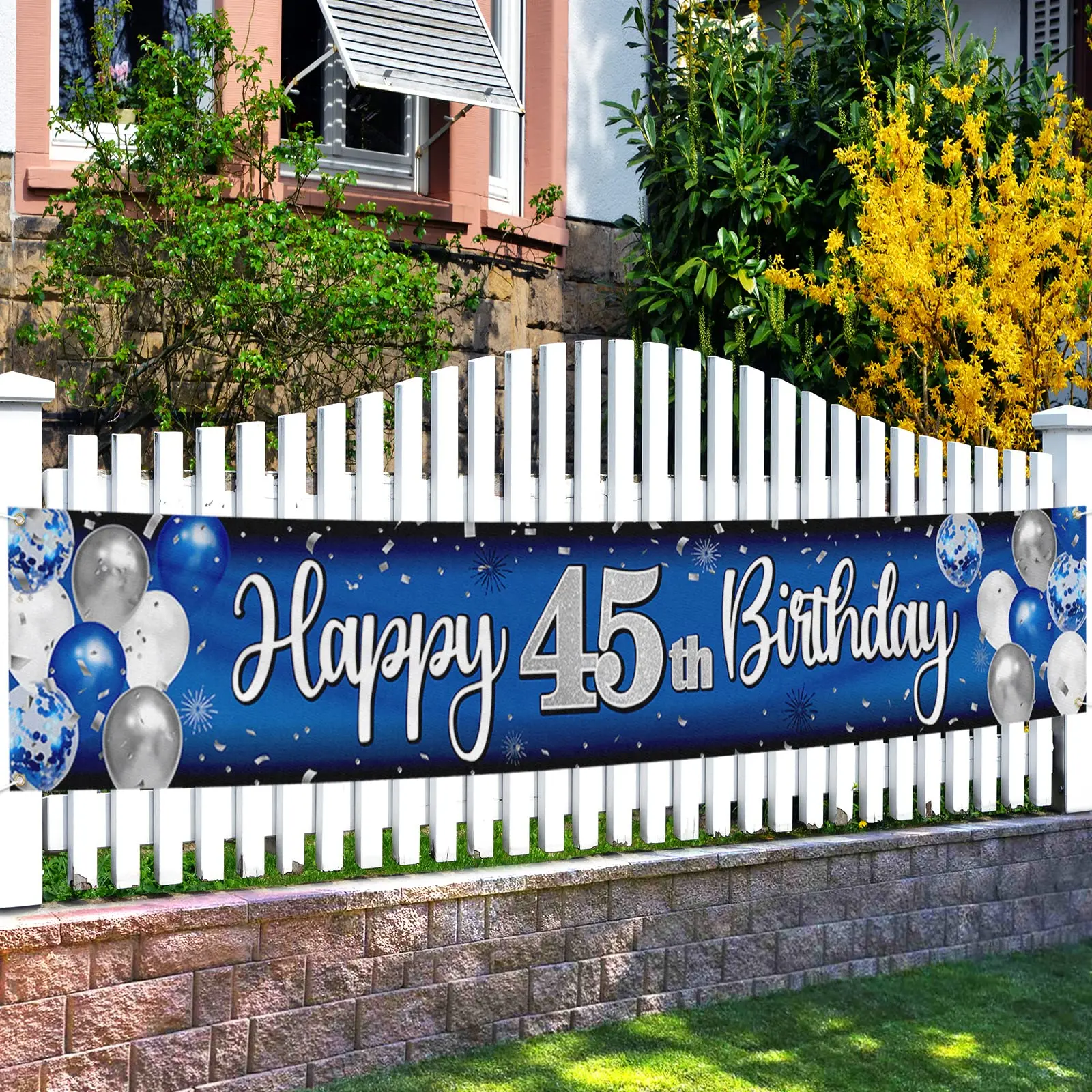 Happy 45th Birthday Banners Cheers To 45 Years Old Birthday Home Outdoor Yard Lawn Sign Backdrop 45th Birthday Party Decorations