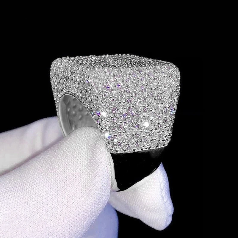 Huitan Quadratische Damenringe mit glänzendem Zirkonia für Hochzeit, Verlobung, Party, edle Luxus-Accessoires, Schmuck, Geschenk – Detail 9