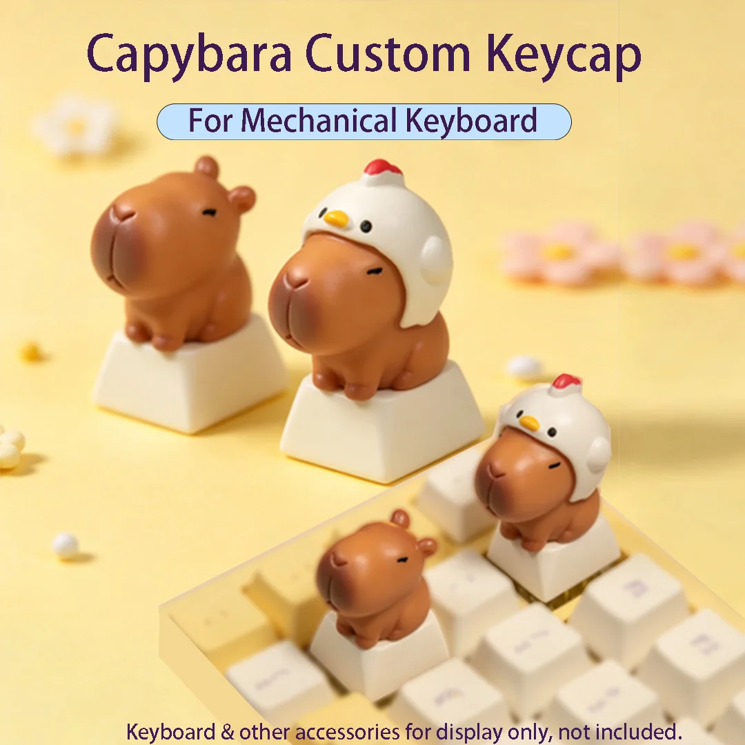 Capybara Artisan Keycap Set, Kawaii Animal Key Caps for Mechanical Gaming Keyboard Decor