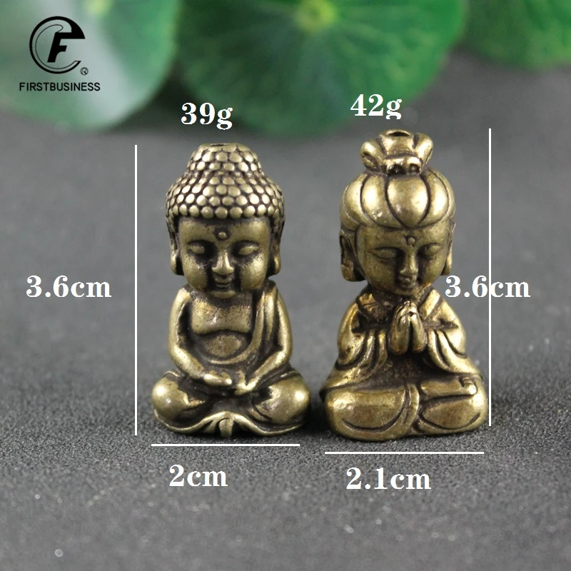 Mini Solid Brass Guan Yin Buddha Small Ornaments Vintage Copper Buddha Statue Miniature Figurines Handcraft Desktop Home Decors