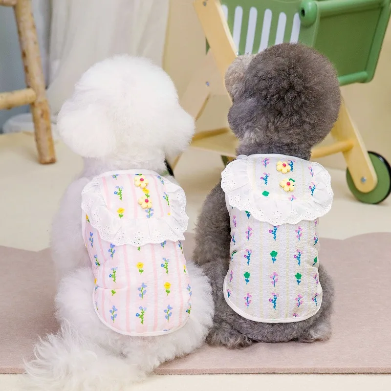 Pet Dog Clothes Pet Clothing Spring and Summer Bear Teddy Pet Princess Sling 24 Pastoral Sling