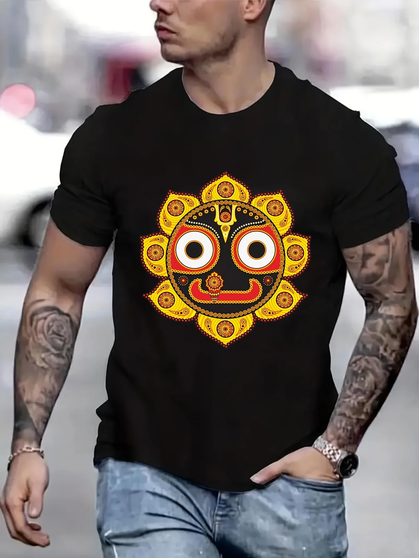 Lord Jagannath Female Clothing Tops Men Men Top Anime Men T shirt Printed T-Shirt B5023522