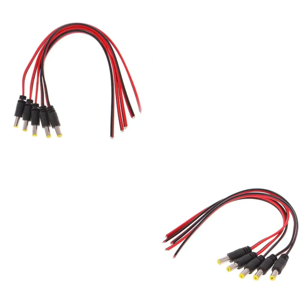 5 Pcs 5.5x2.1mm Male for DC Power Plug Connector CCTV PSU Pigtail Cable 12V