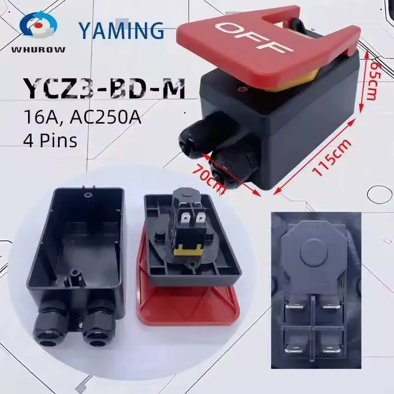 220V-250VAC Single Phase Safety ON-OFF Electromagnetic Switch Wire Plug Socket For Machine Lathe Milling Table Cutter YCZ3-BD - Image 6