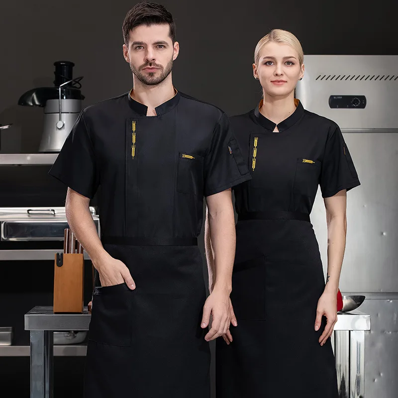 Hotel Restaurant Kitchen Work Uniform Short Sleeve Chef Jacket Bakery Pastry Chef Summer White Kitchen Coat