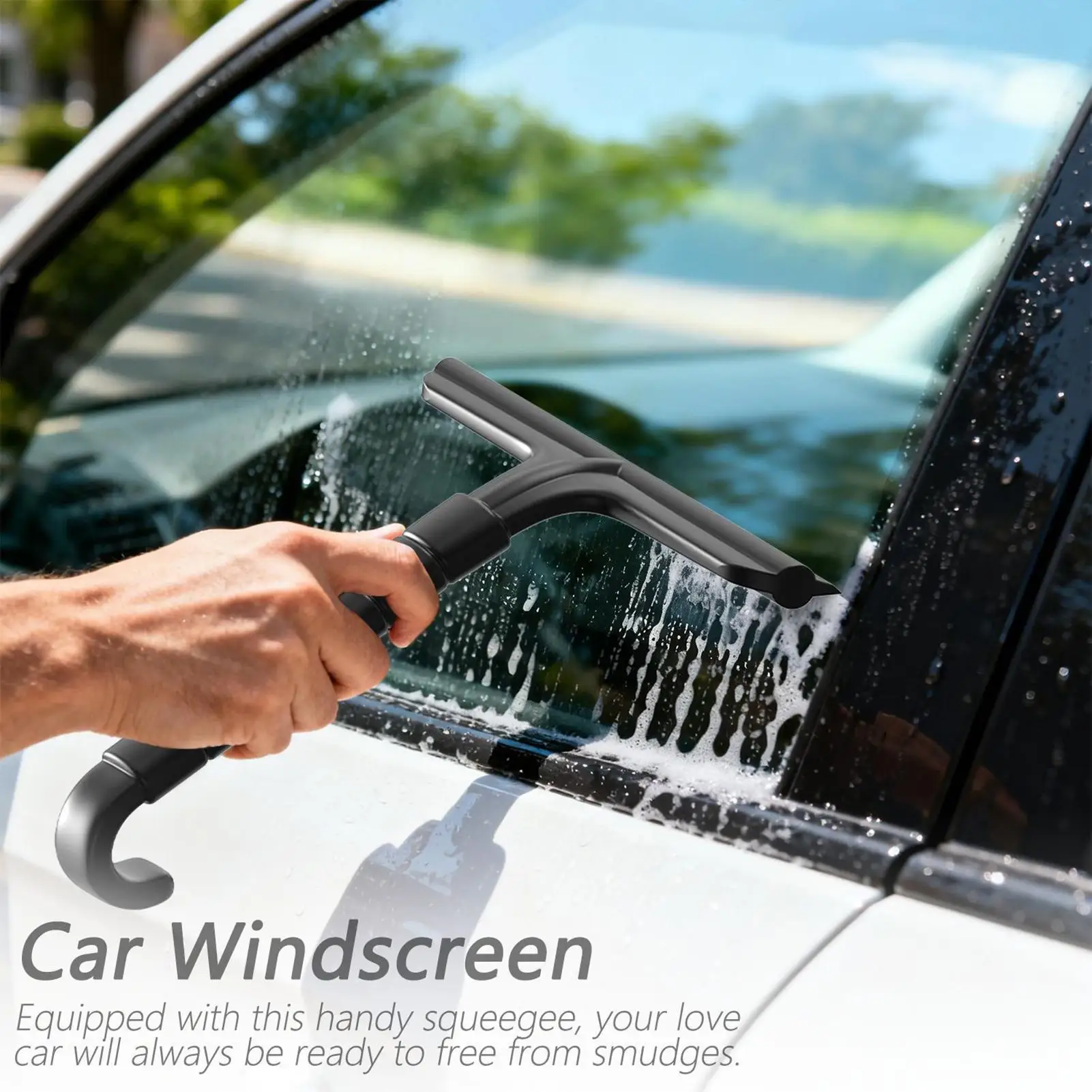 Shower Squeegee Bathroom Glass Door Cleaner Window Squeegee with Hook Streak-Free Water Stains Remover Scraper for Home