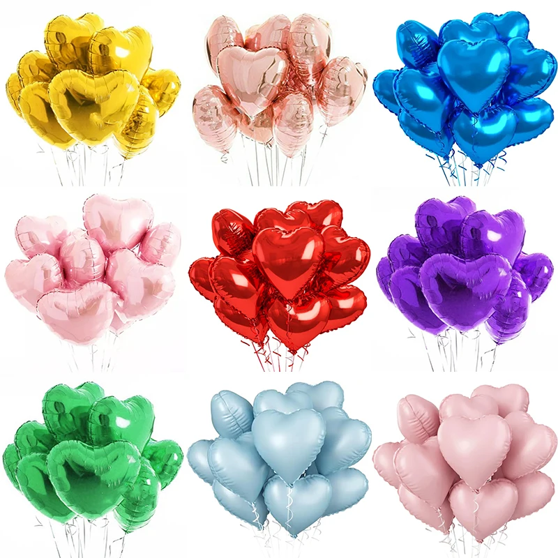 1/5/10pcs 18inch Heart-shaped Foil Balloons for Wedding Anniversary Birthday Party Decoration Rose Gold Red Love Heart Balloon