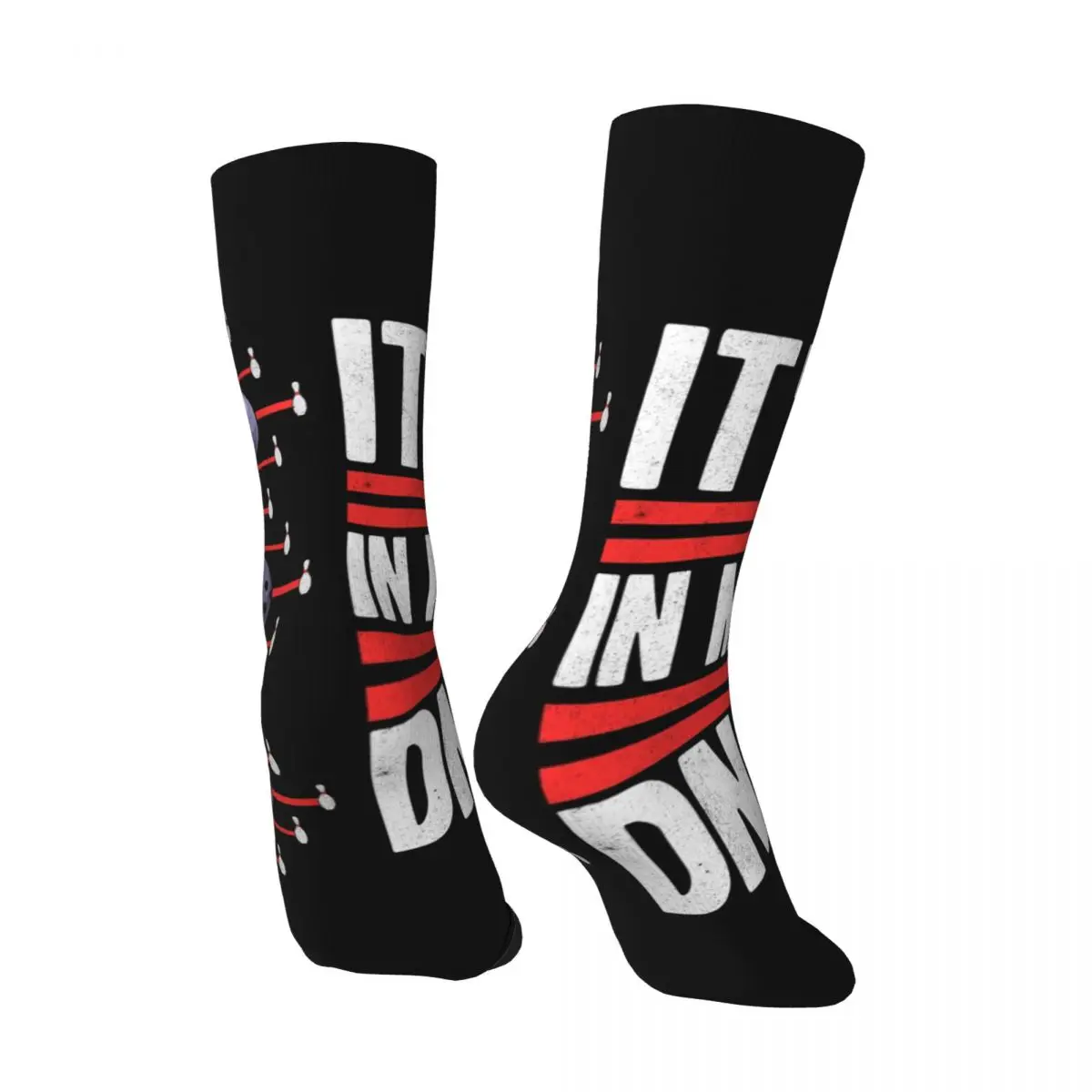 Funny Crazy Compression Sock for Men MY DNA Bowling Bowler Hip Hop Vintage Bowling Ball Happy Pattern Printed Boys Crew Sock