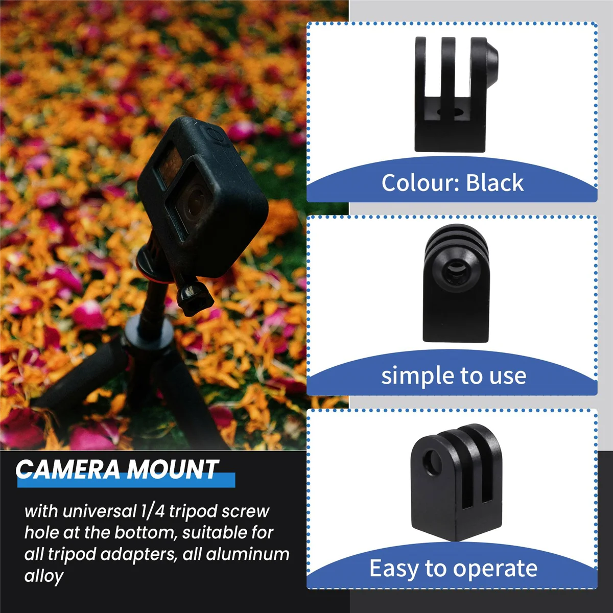 Cnc Aluminum Alloy Mini Tripod Mount Outdoor Sports Camera Base Adapter For All 1/4 Inch Screw Monopod Accessory