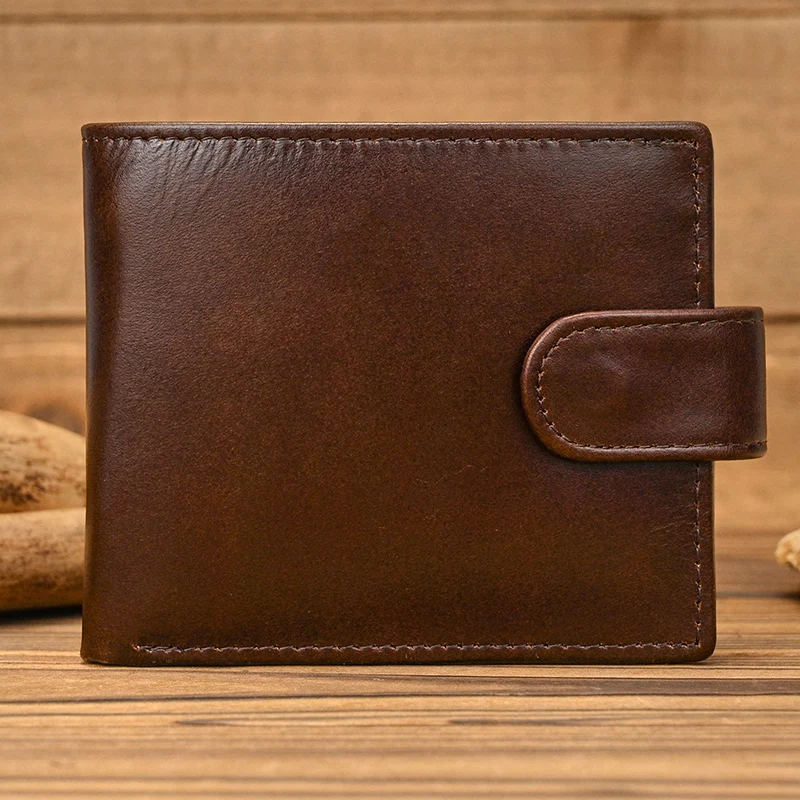 Portafoglio da uomo in pelle di moda liscio Cowksin business borsa corta porta carte per uomo portamonete maschile portafogli corti per contanti