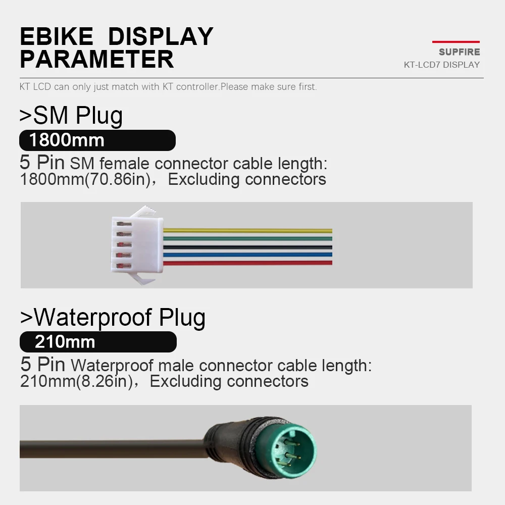 KT-LCD7 Display per bici elettrica SM/Spina impermeabile solo compatibile con controller KT 24V36V48V