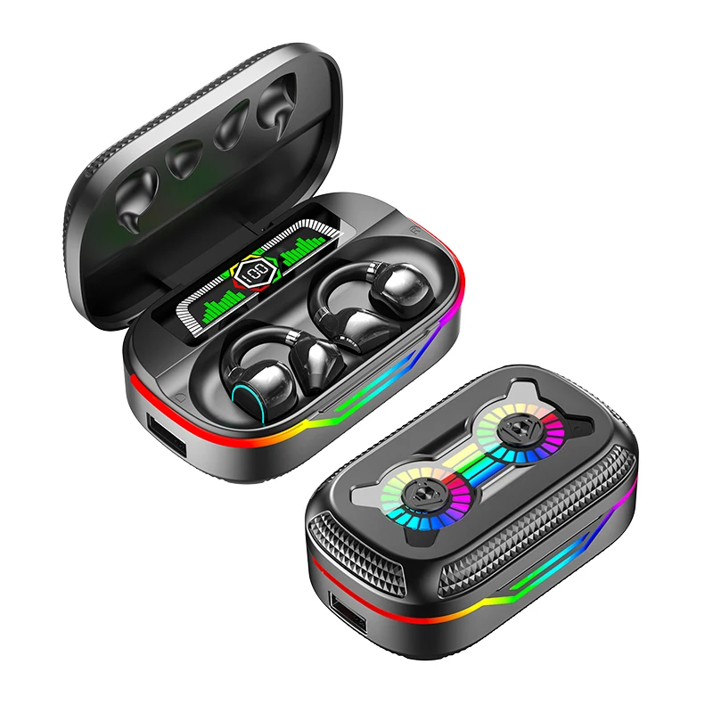 Wireless Clip-On TWS Bluetooth Earphone, Led Colorful Headset, That Can Charge Phones, 3D Surround Gaming Headset, Smart Touch