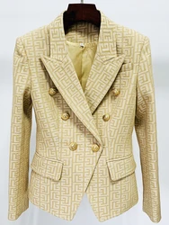 Chaqueta de diseñador de pasarela para mujer, Blazer Jacquard clásico con botones de León, Monograma, costura superior, moda 2024