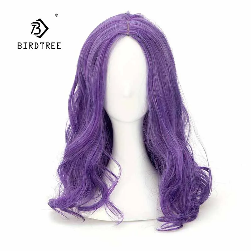 Villain Cosplay Wig ungu, cocok untuk sehari-hari, kostum kartun, Wig pesta, Wig Halloween, Wig Natal dan Paskah J47801S