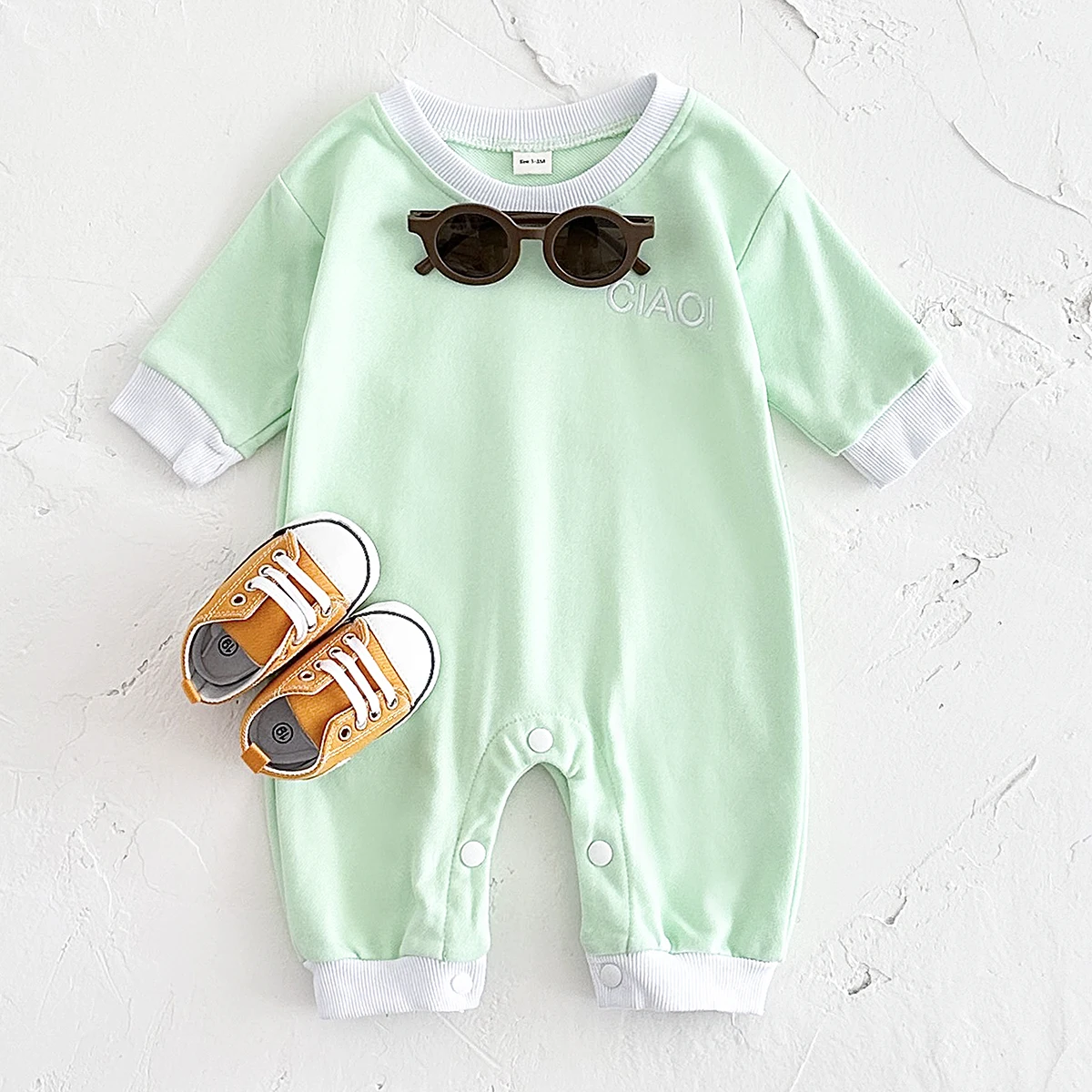 0-18M Infant Baby Bodysuit Solid Color Sweatshirt Spring Autumn Romper Buttons Newborn Comfortable Jumpsuits Boys Girls Clothing