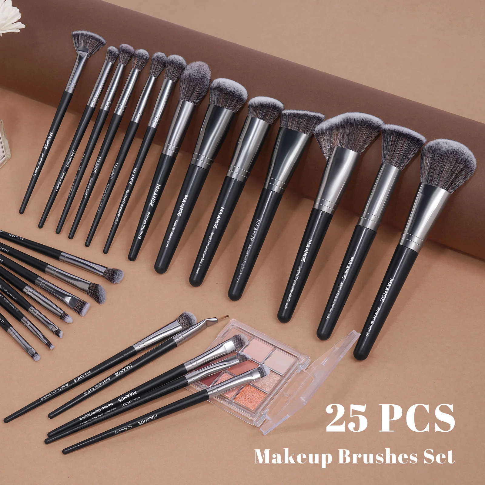 MAANGE 25pcs Makeup Brushes Set With Storage Box Blush Brush Foundation Brush Eyeshadow Brush Concealer Brush Full Set Gift