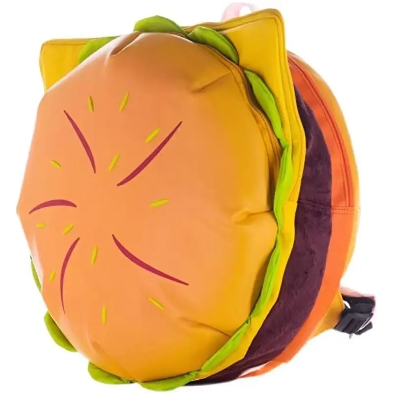 Pu Leather Student Backpack Hamburger Kawaii Backpack High Capacity Cute Retro Women Bag School College Students