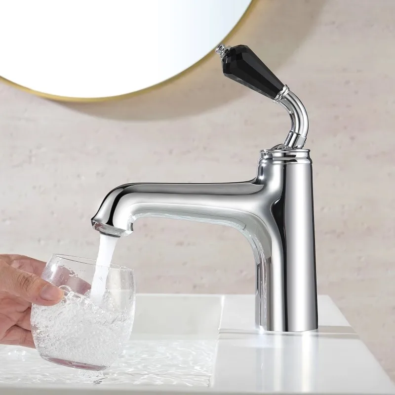 

Chrome Bathroom Faucet Brass Basin Faucets Hot & Cold Bathroom Sink Faucet Deck Mounted Lavotory Faucet Mixer Water Tap New