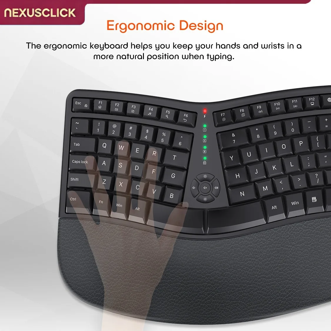 NexusClick Wireless Ergonomic Keyboard Mouse Combo,Rechargeable Split Keyboard with Wrist Rest,Vertical Mice for Office Typing