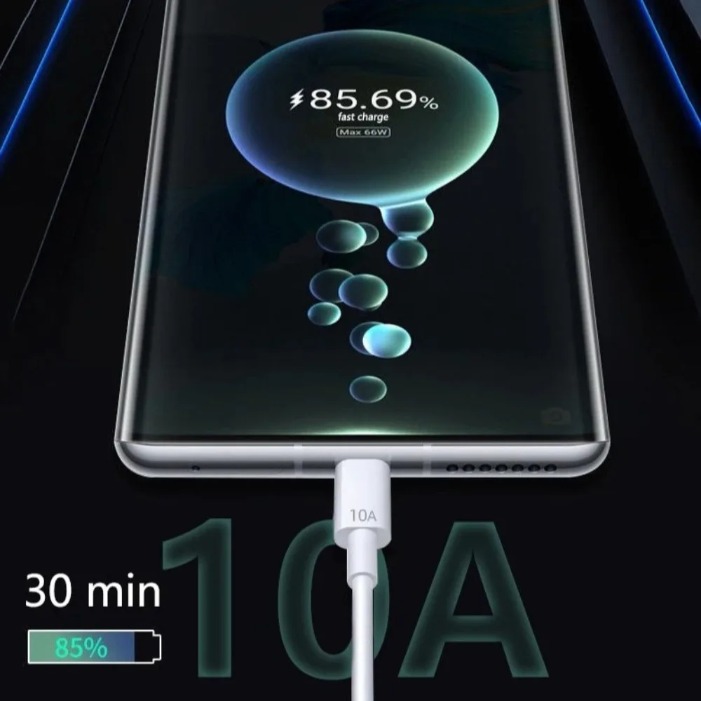 New USB Type C Cable Mobile Phone USB 10A Fast Charging Wire Charging Cable 120W 10A Data Cable Cord for Huawei