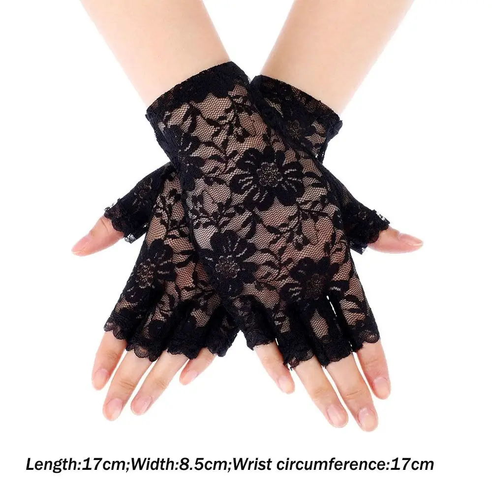 Mesh Mitten Ladies Lace Driving Gloves Long Fingerless Lace Gloves Half Finger Fishnet Gloves Mesh Mitten Dance Gloves