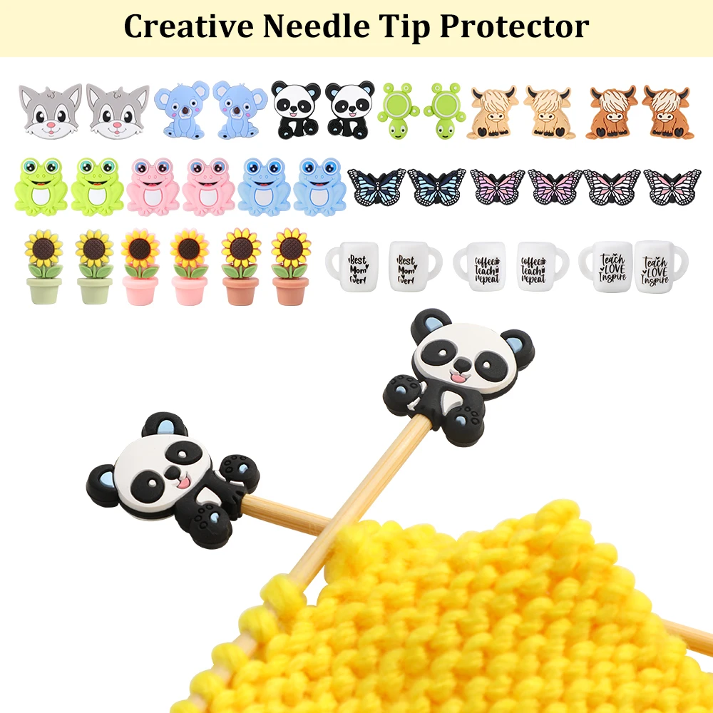 4/6/8pcs Knitting Needle Stoppers Cartoon Animal Needle Point Protectors Cute Animals Knitting Needle Stoppers Point Protectors