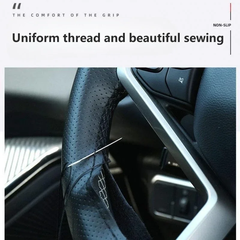 Car Steering Wheel Braid Cover Needles And Thread Artificial Leather Car Covers Suite 4 Color DIY Texture Soft Auto Accessories