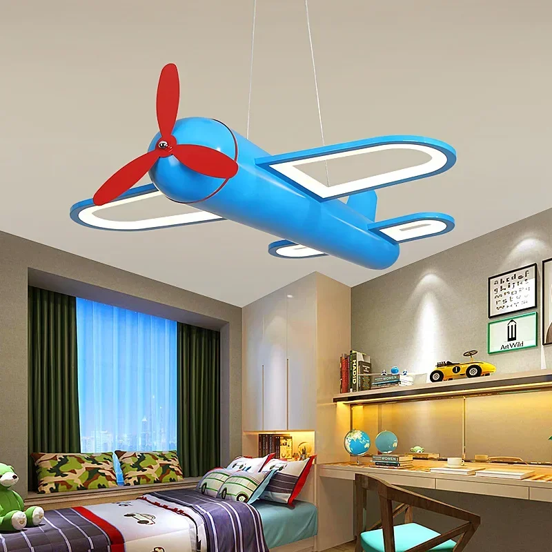 Modern Simple Airplane Children's Room Pendant Lamp Boys Girl Bedroom LED Eye Protection Kindergarten Amusement Park Decor Light
