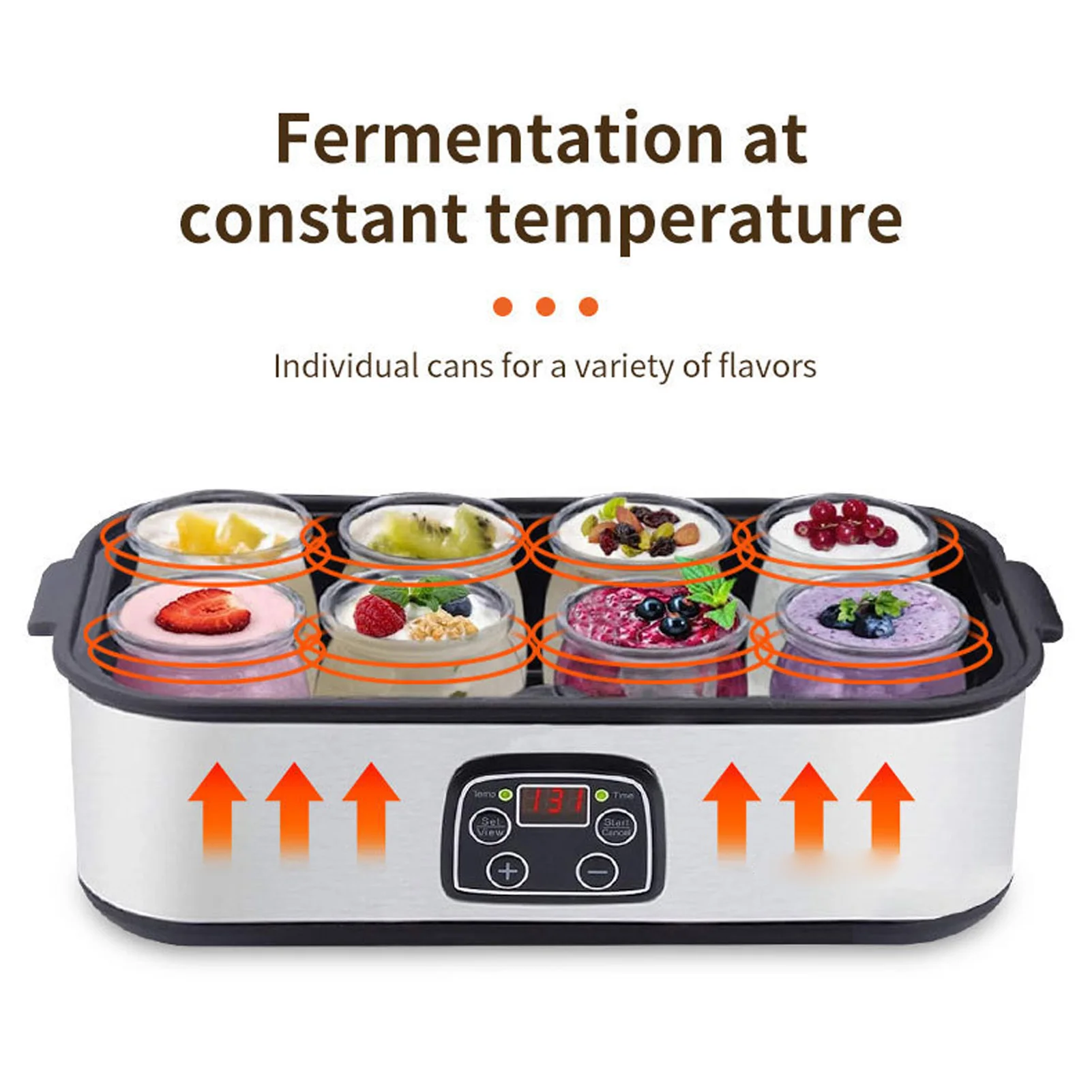 Electric Yogurt Maker with Adjustable Temperature and Time Control Ideal Yogurt Jars 1.4L 8PCs