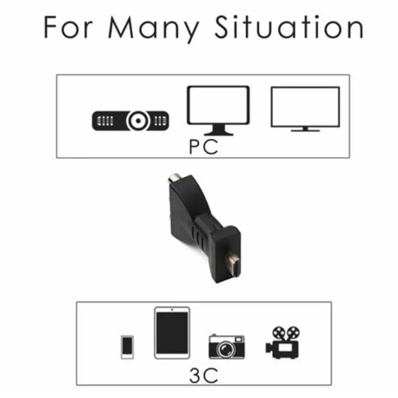 อะแดปเตอร์แปลงสัญญาณเสียง HDMI-to-AV อะแดปเตอร์คอมโพสิตที่เข้ากันได้กับแกนทองแดงแท้ตัวแปลงสัญญาณทีวี HD สายวิดีโอ AV