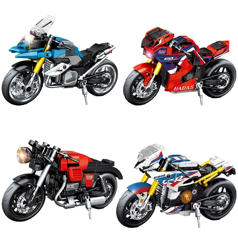 Animazione World of Famous Cars Motorcycle Building Model Boy Building Block Educational Building Toy periferiche regalo per bambini