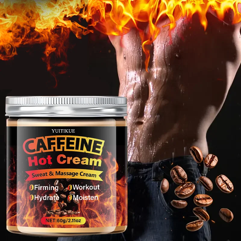 YUITIKUE Crema Caliente de cafeína 60g - para Entrenamiento Reafirmante, Masaje Hidratante, Absorción Rápida Ligera y No Grasa