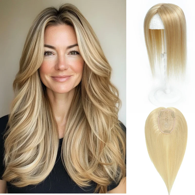 100% Human Hair Machine Made Topper Clip-in Women Wig Hairpiece For Volume Lightweight Design Wholesale In Stock