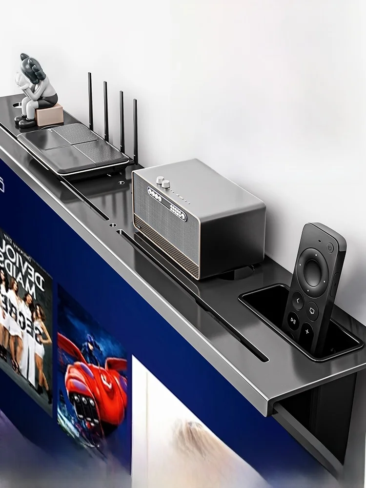 

Invisible TV Top Display Router Storage Ra Metal TV Box Organizer Living Room Decoration No Drilling Required