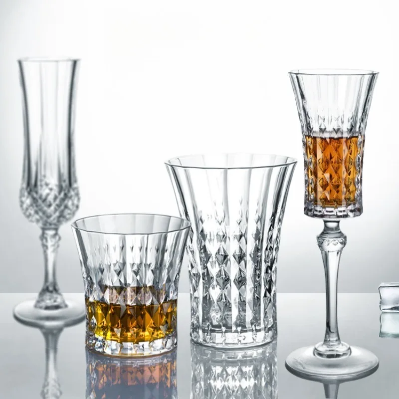 French imported crystal champagne glass, engraved red wine glass, tall wine glass