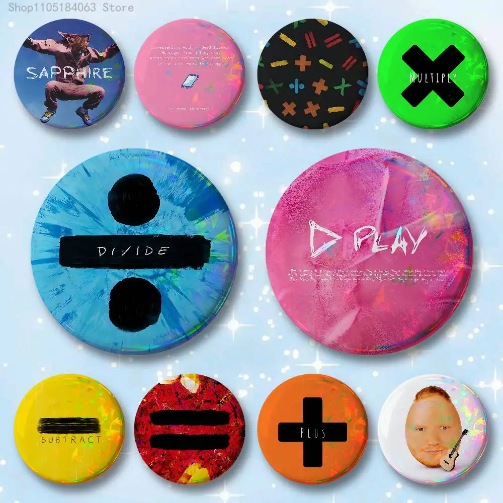 

Ed S-Sheeran Albums 58mm 44mm HD Print Brooch Badges Pretty Derby Round Display Brooches Lapel Pins