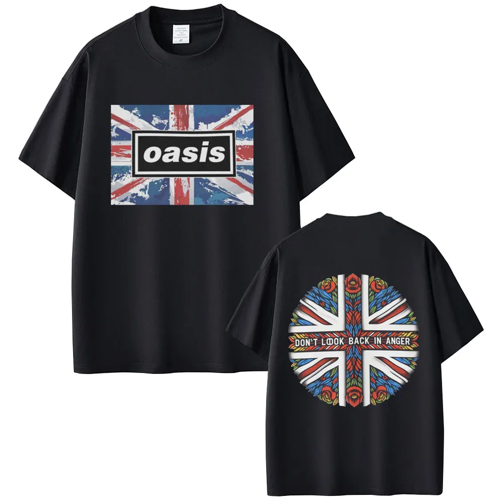 

O-Oasis Live 25 Tour T Shirt Men Women Short Sleeve Two Side Print Creneck Tops High Quality Cotton Oversized Unisex T-shirts