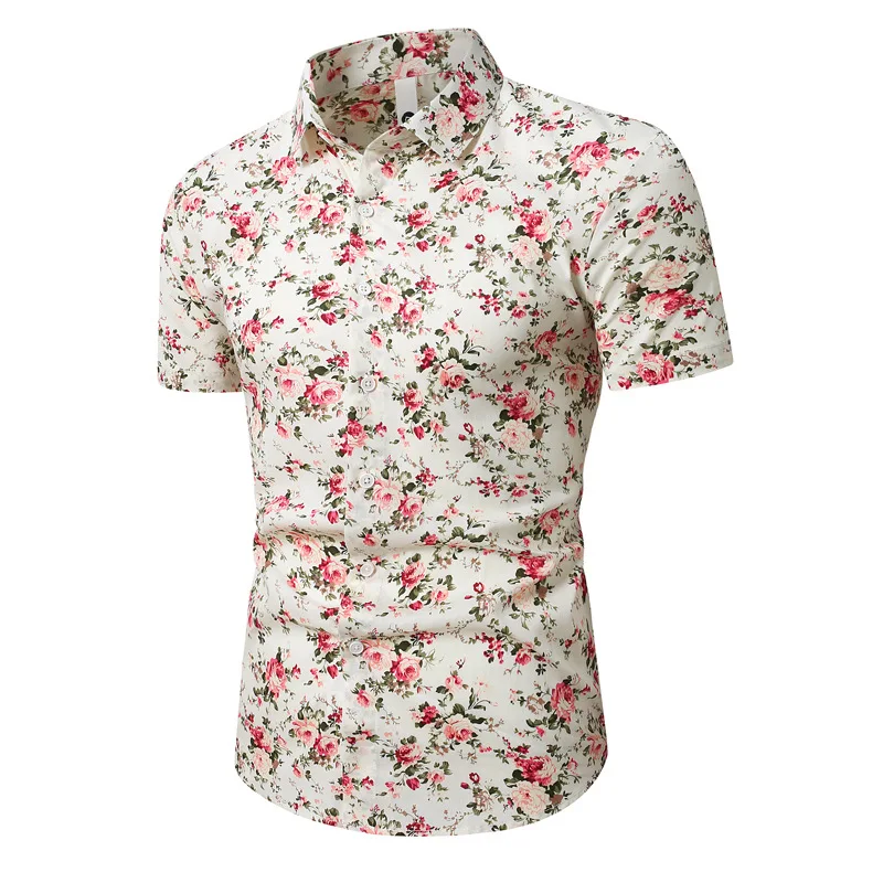 

Summer New Men's Casual Fashion Multi-color Floral Shirt Plus Size Short Sleeve Top