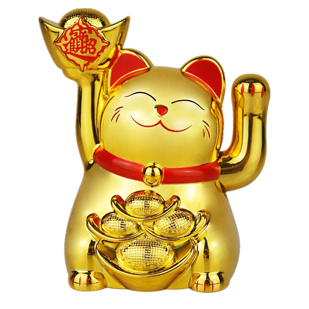 Gato de la suerte Maneki Neko alimentado por energía Solar, Gato chino de la suerte, agitando a mano, figuritas de gato de la fortuna para decoración del hogar