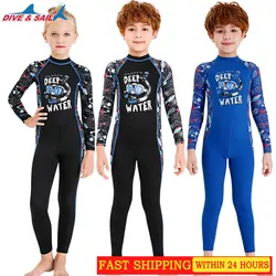 New Children bathing suit sunblock one-piece wetsuit long sleeve boys and girls drifting snorkeling speed dry jellyfish UPF50+