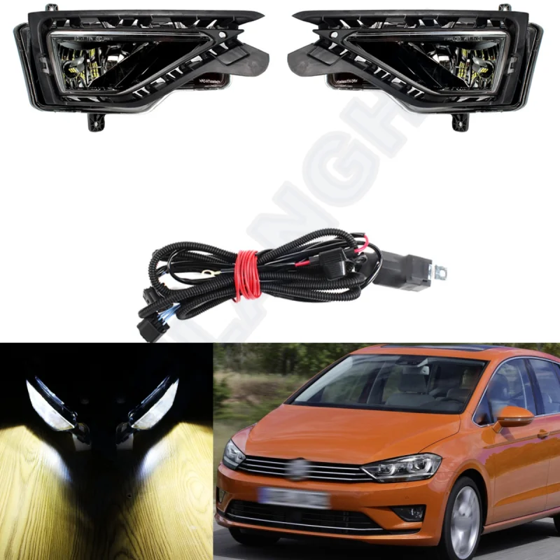 Set Fog Light Lamp With LED Bulbs +Grille Cover+Wire 510941661D 510941662D For VW Golf 7 Sportsvan 2014 2015 2016 2017 2018 2019